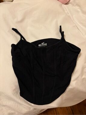 Hollister Black Corset Tank with Thin Straps